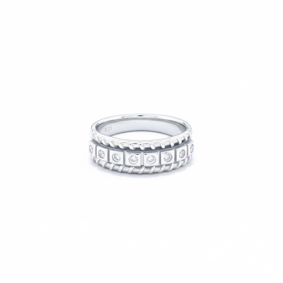Textured Nautical Eternity Statement Ring