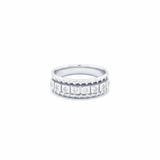 Textured Nautical Eternity Statement Ring