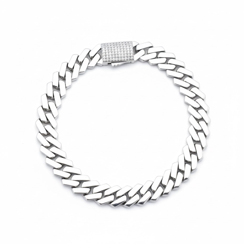 Cuban Pattern Silver Bracelet