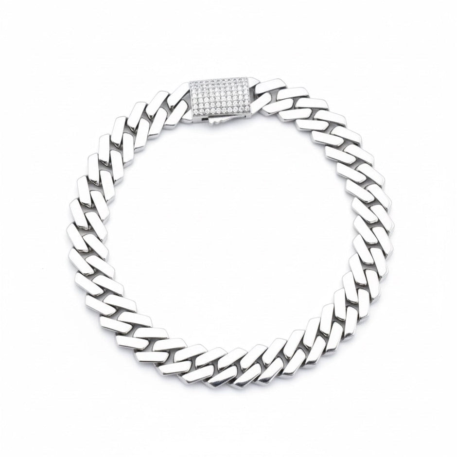 Cuban Pattern Silver Bracelet