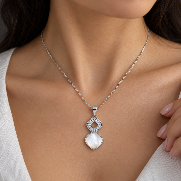 Pearl Square Pendant Necklace
