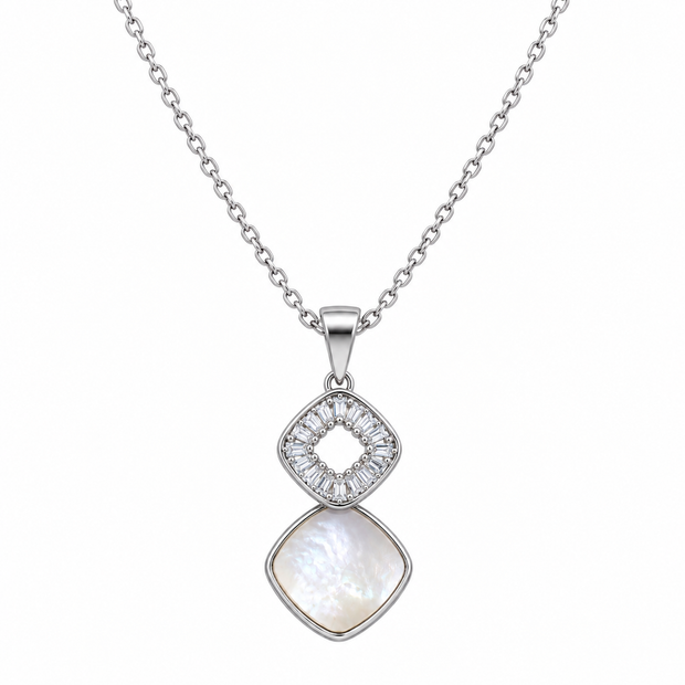 Pearl Square Pendant Necklace