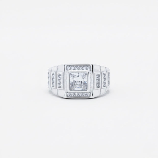 Architectural Square Solitaire Statement Ring
