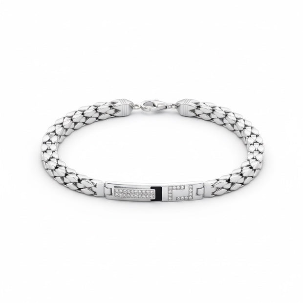 Greek Key ID Foxtail Bracelet