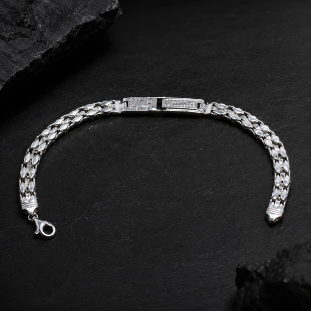 Greek Key ID Foxtail Bracelet