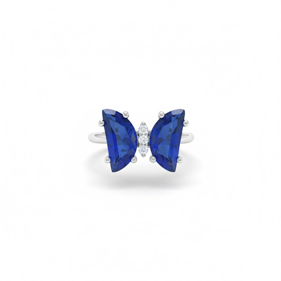 Blue Zircon Butterfly Statement Ring