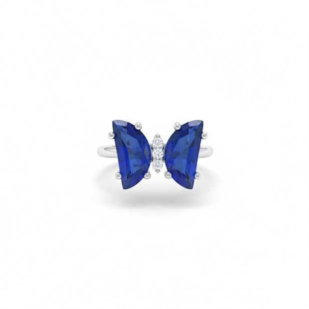 Blue Zircon Butterfly Statement Ring