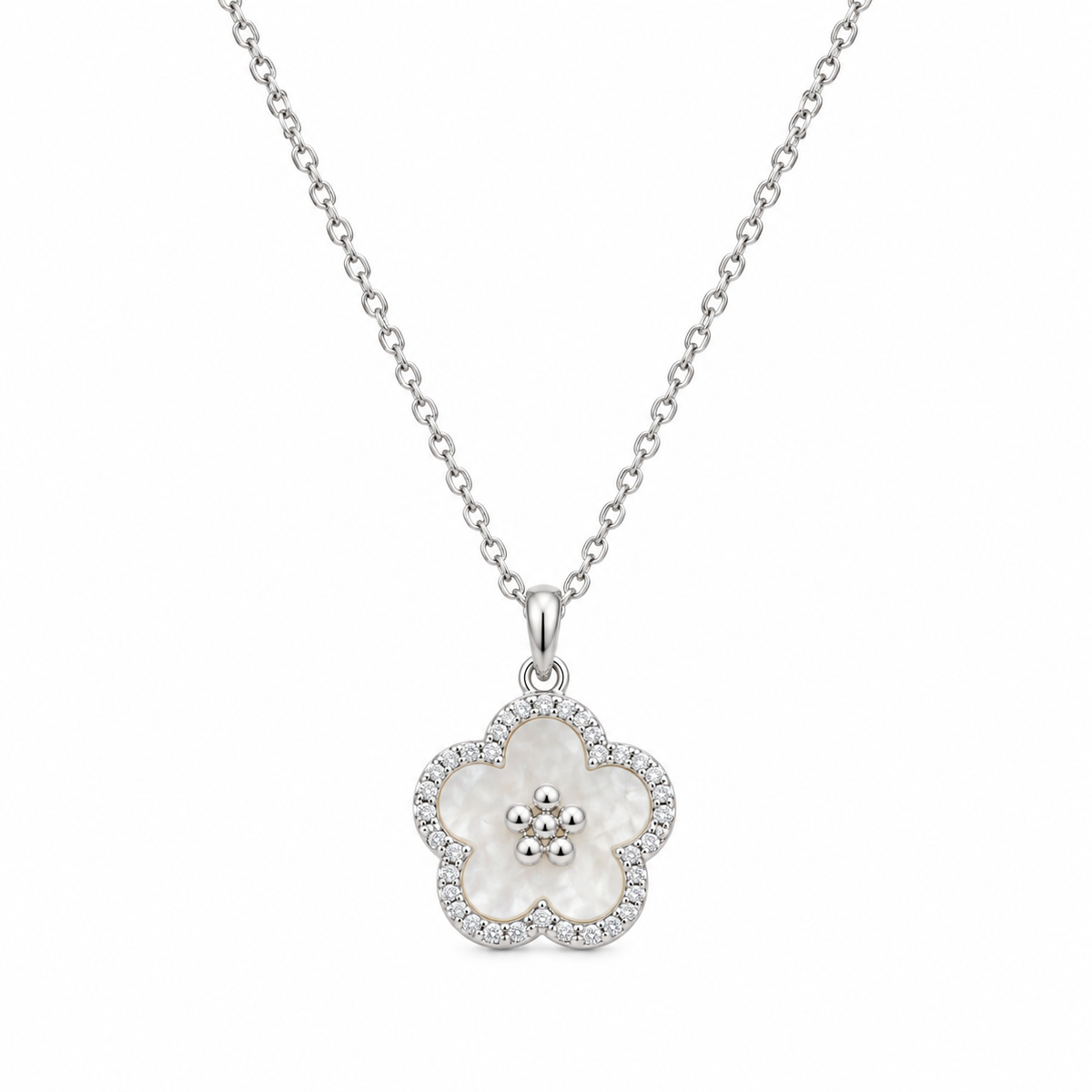 Flower Pearl Pendant Necklace