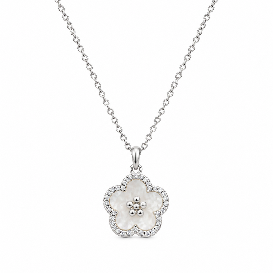 Flower Pearl Pendant Necklace