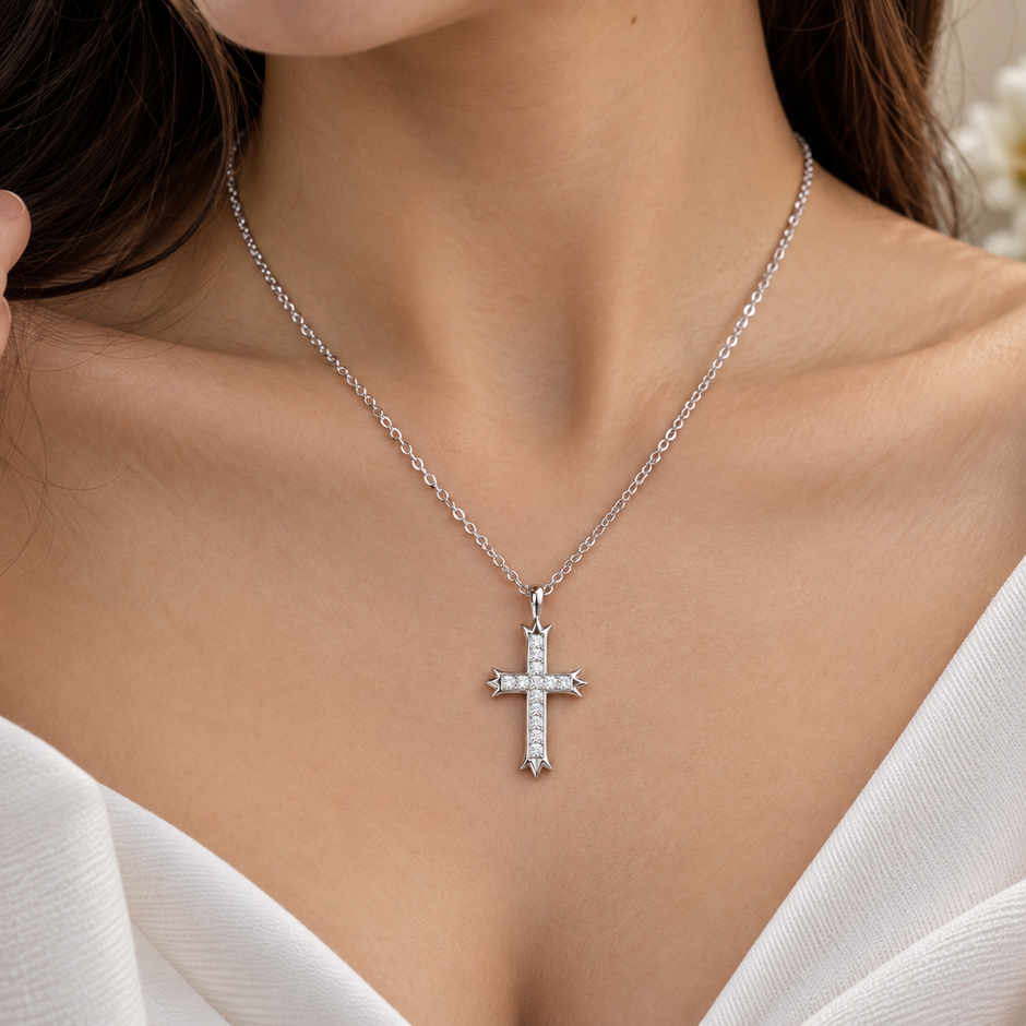 Crystal Cross Pendant Necklace