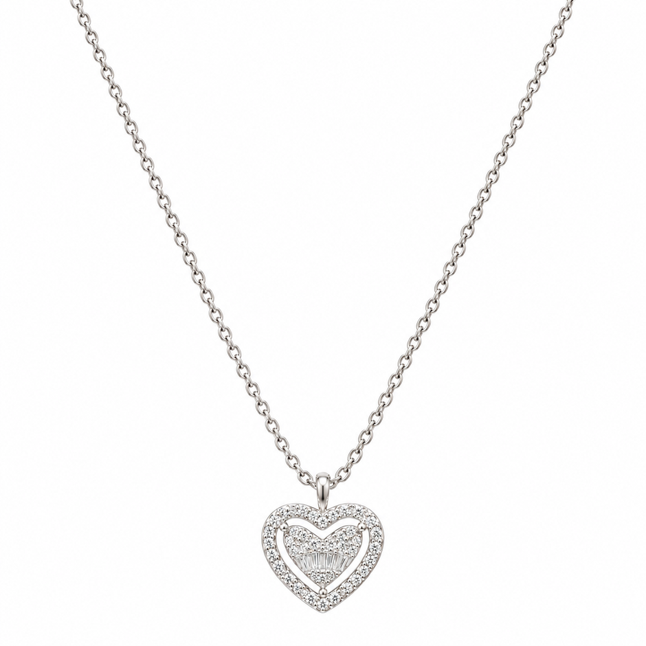 Heart Bow Pendant Necklace