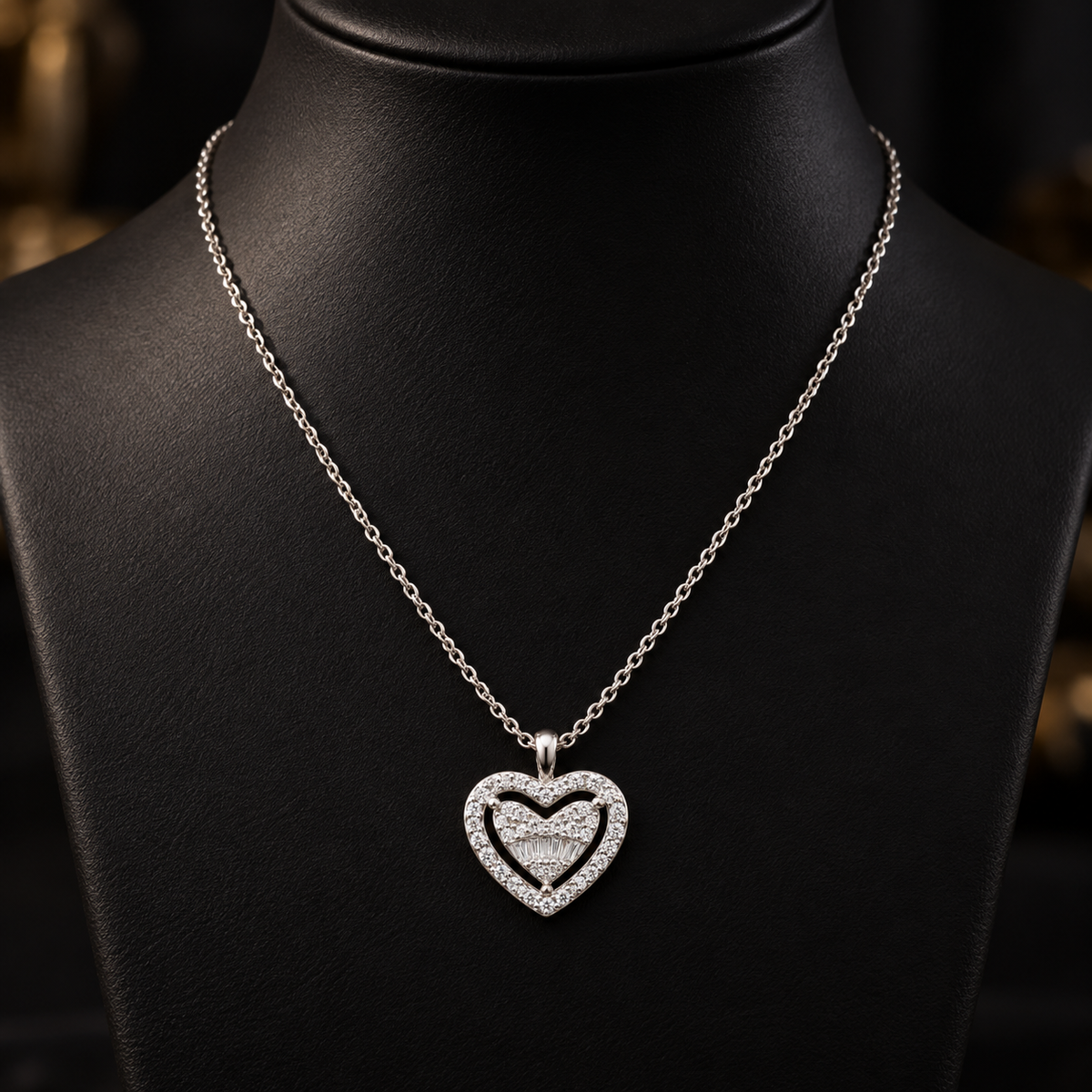 Heart Bow Pendant Necklace