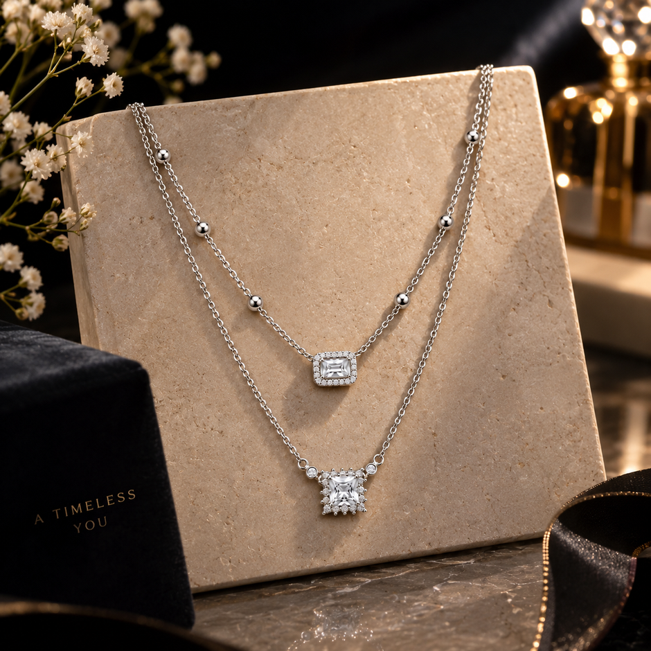 Double Layer Crystal Necklace