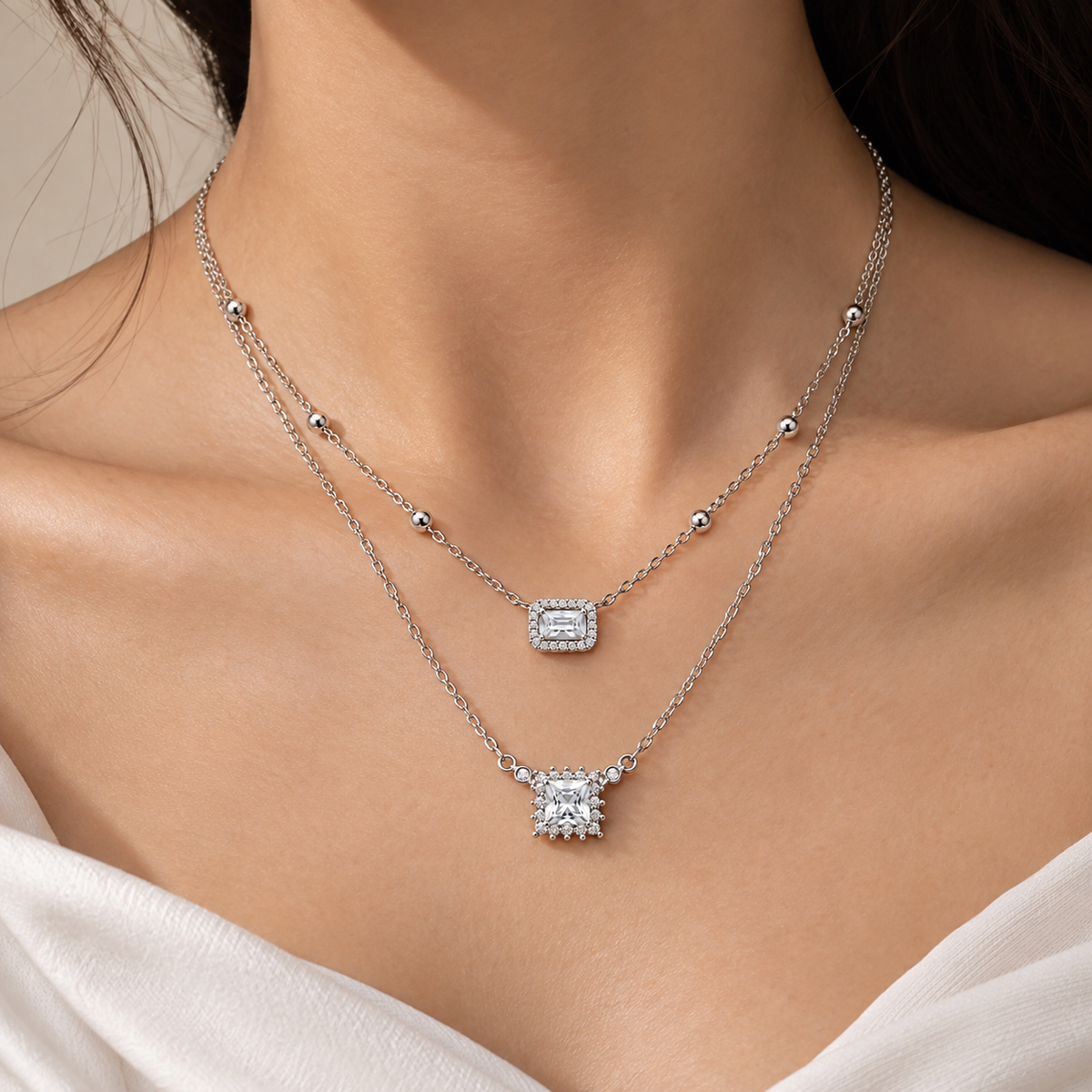 Double Layer Crystal Necklace
