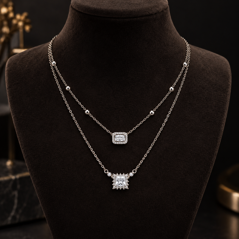 Double Layer Crystal Necklace