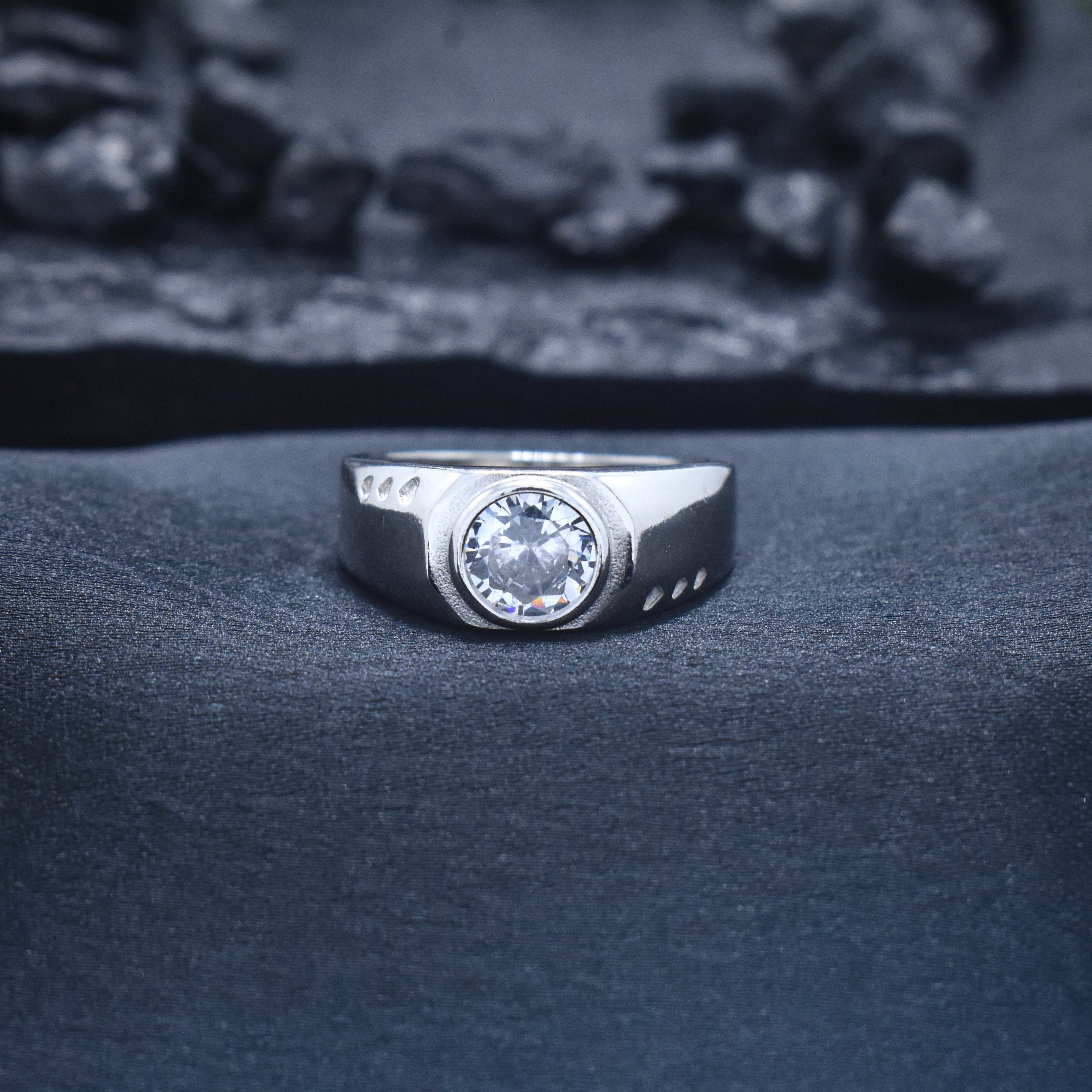 Circular Solitaire Bezel-Set Statement Ring