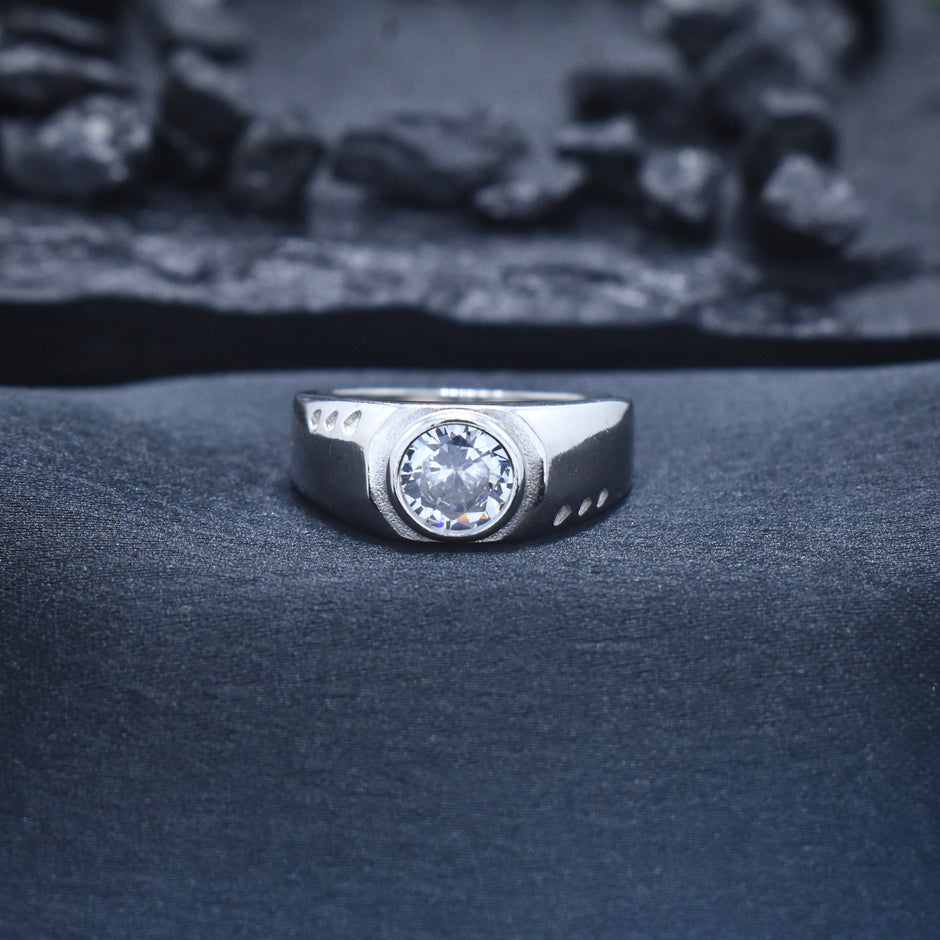 Circular Solitaire Bezel-Set Statement Ring