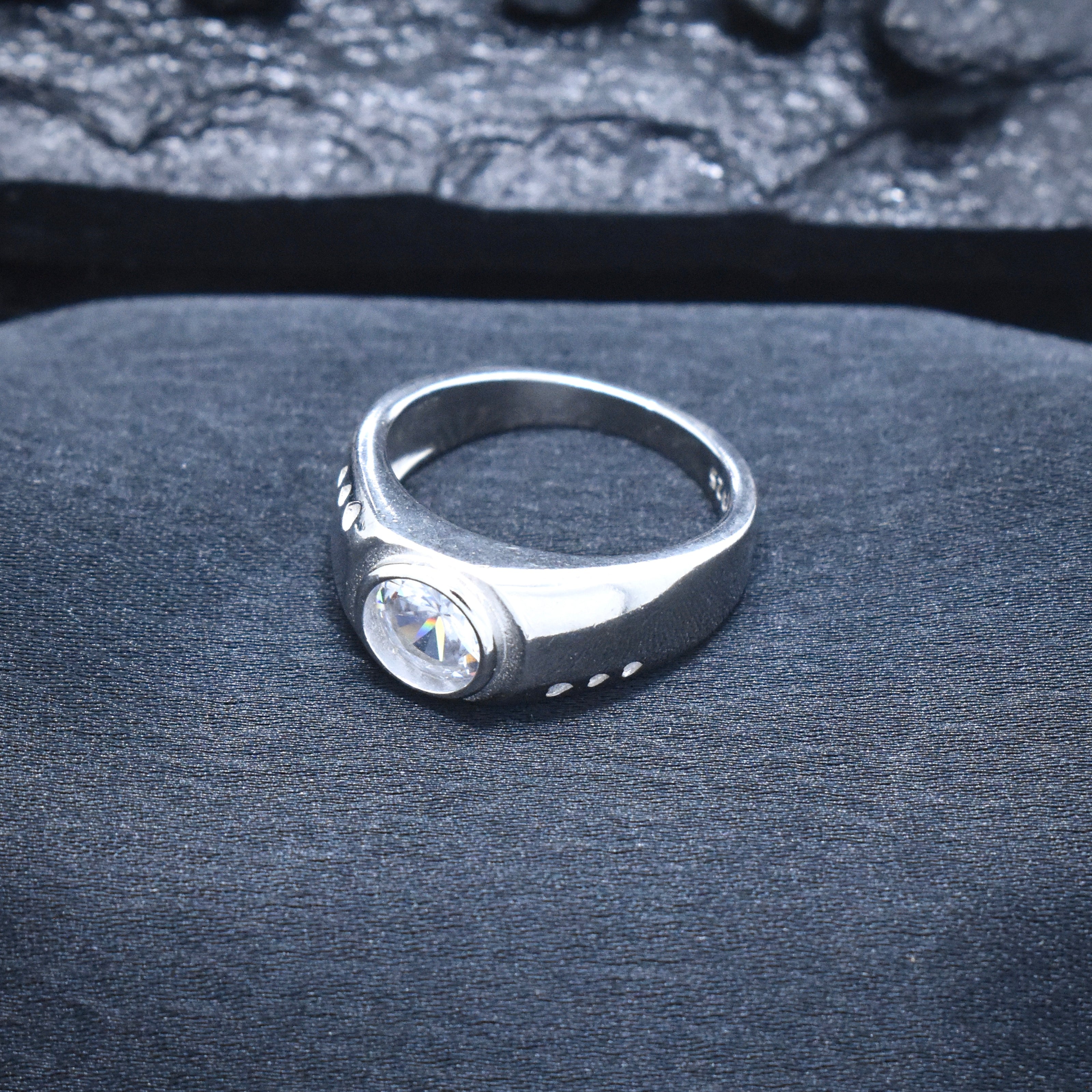 Circular Solitaire Bezel-Set Statement Ring