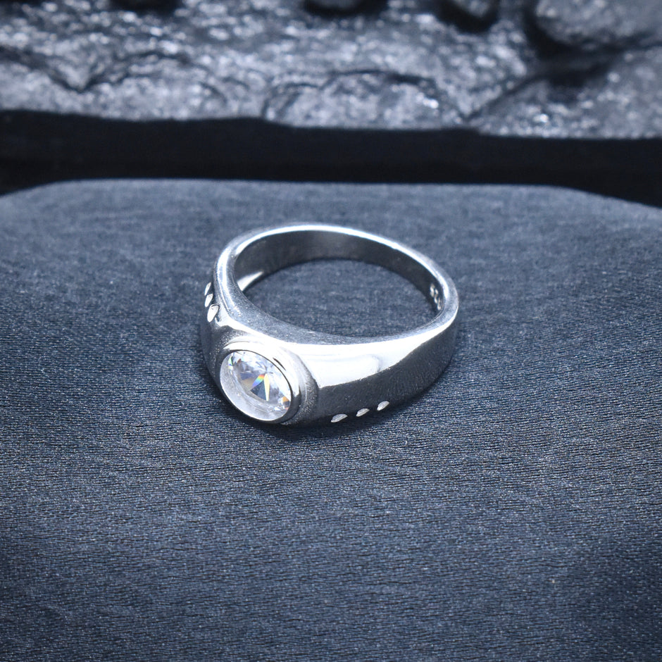 Circular Solitaire Bezel-Set Statement Ring