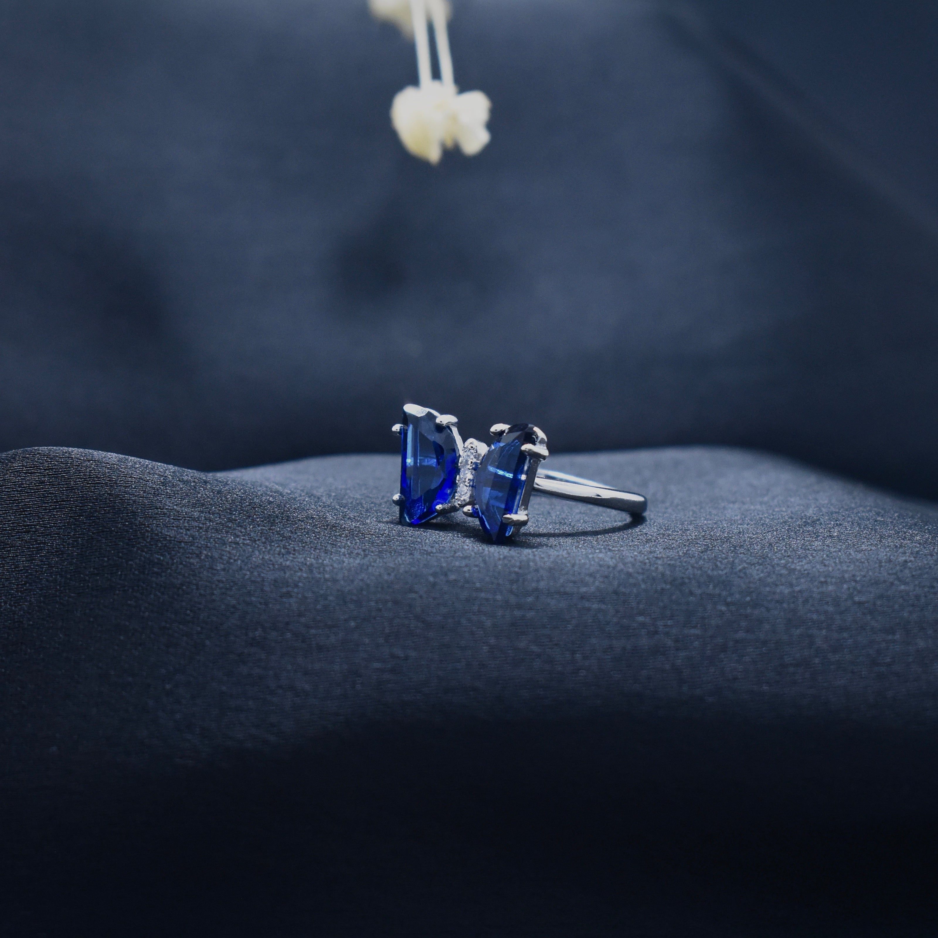 Silver Sapphire twin Ring