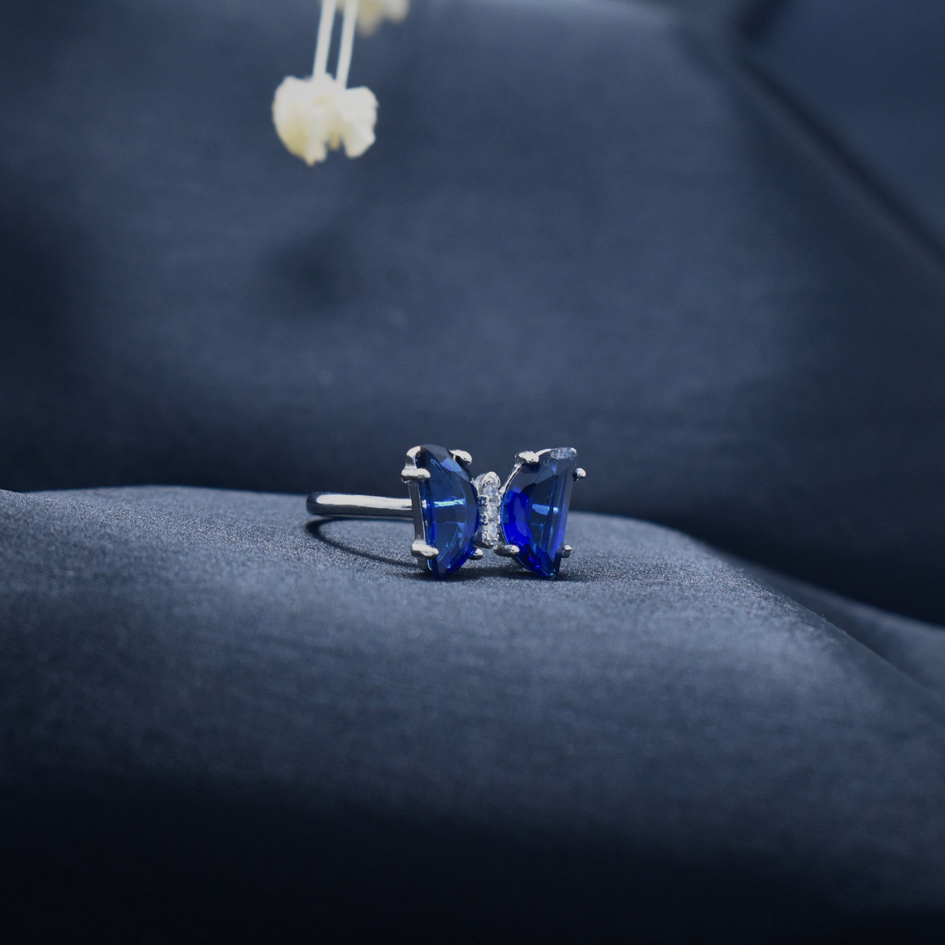 Silver Sapphire twin Ring