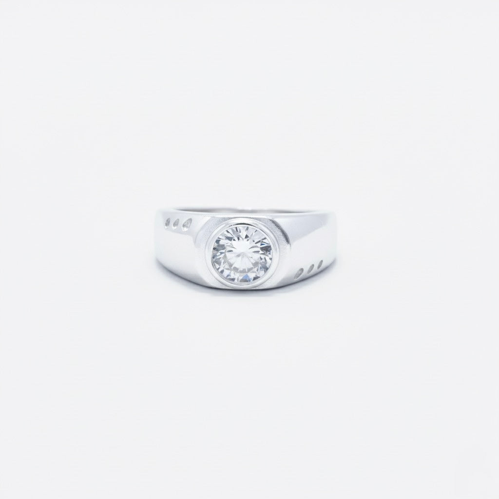 Circular Solitaire Bezel-Set Statement Ring