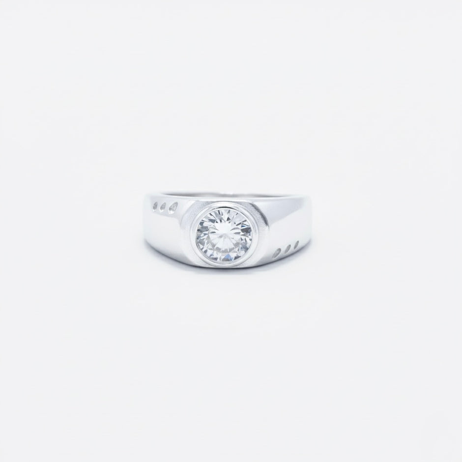 Circular Solitaire Bezel-Set Statement Ring