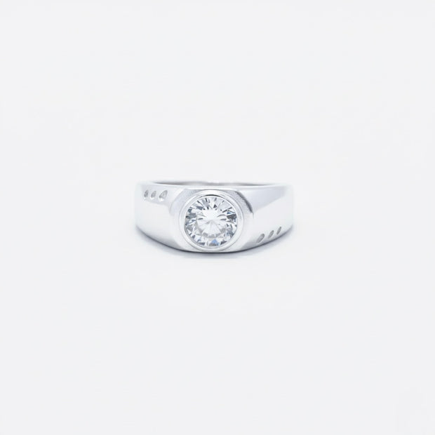 Circular Solitaire Bezel-Set Statement Ring