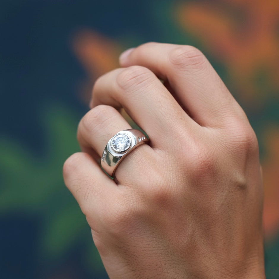 Circular Solitaire Bezel-Set Statement Ring