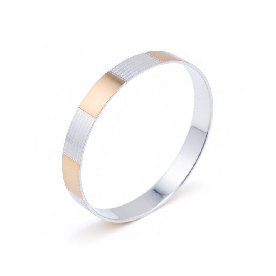 Bold Panel Gents Silver Rhodium Kada