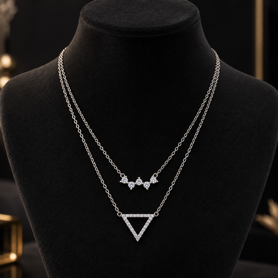 Layered Triangle Pendant Necklace