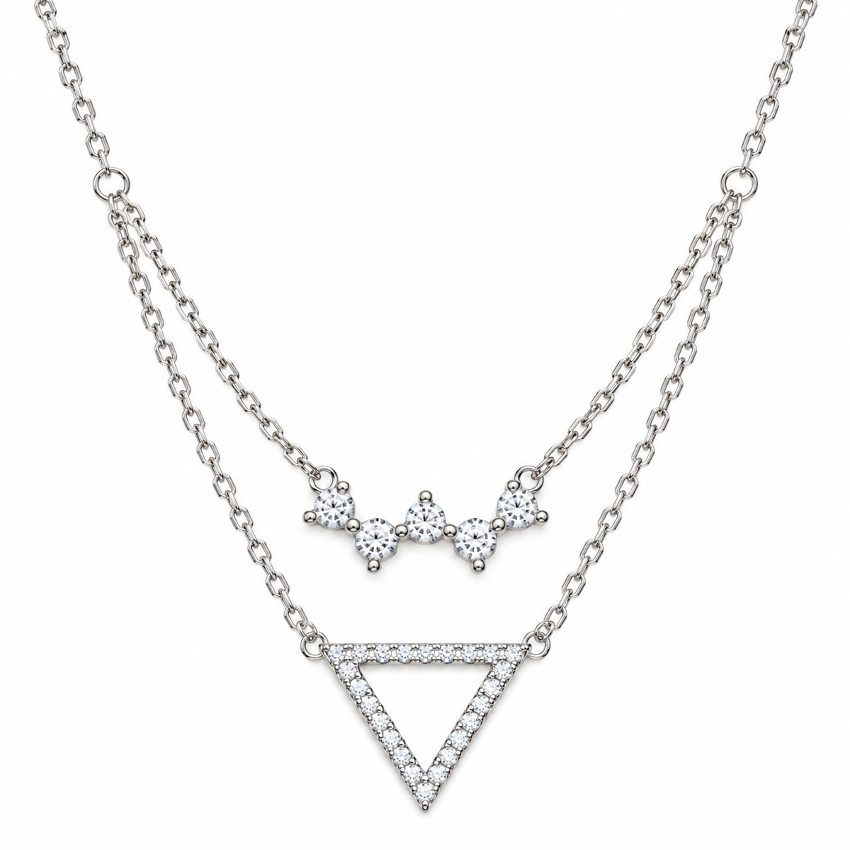 Layered Triangle Pendant Necklace