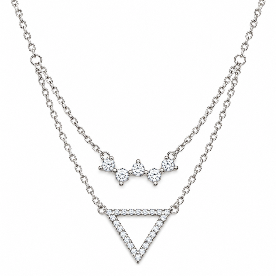 Layered Triangle Pendant Necklace