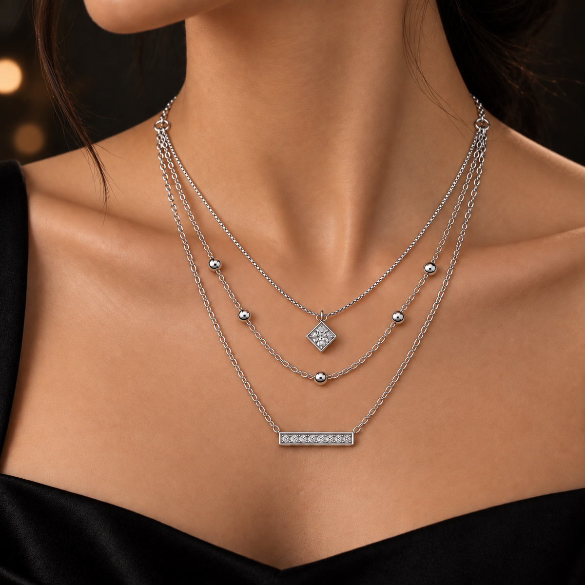 Triple Layer Bar Necklace
