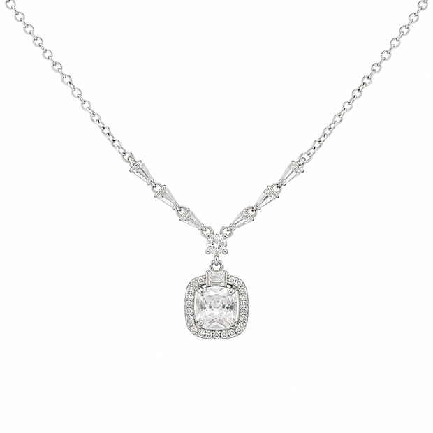 Cushion Halo Pendant Necklace