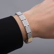Dual Tone Iced Block Bracelet