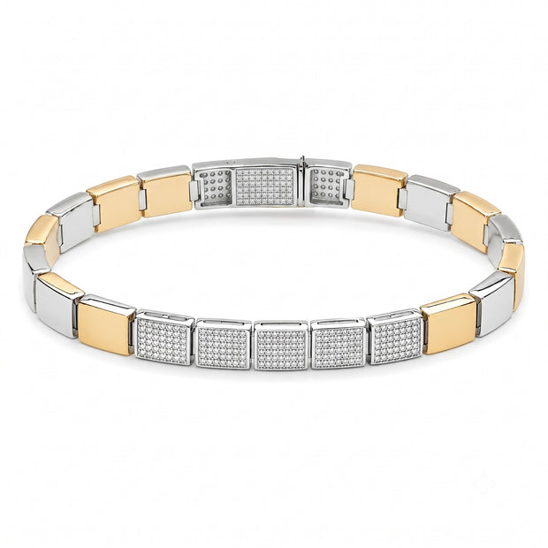 Dual Tone Iced Block Bracelet