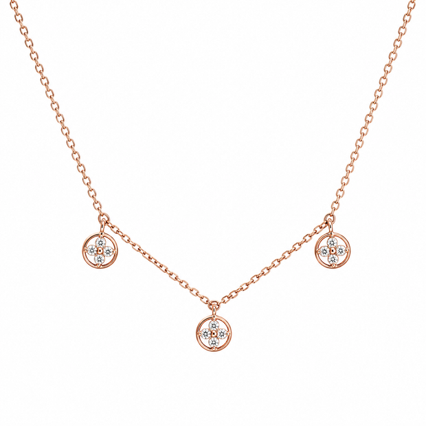 Triple Floral Charm Necklace