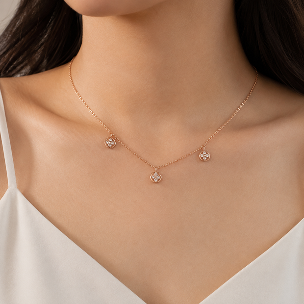 Triple Floral Charm Necklace