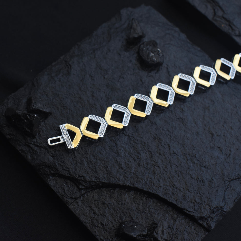 Diamond Loop Silver Bracelet