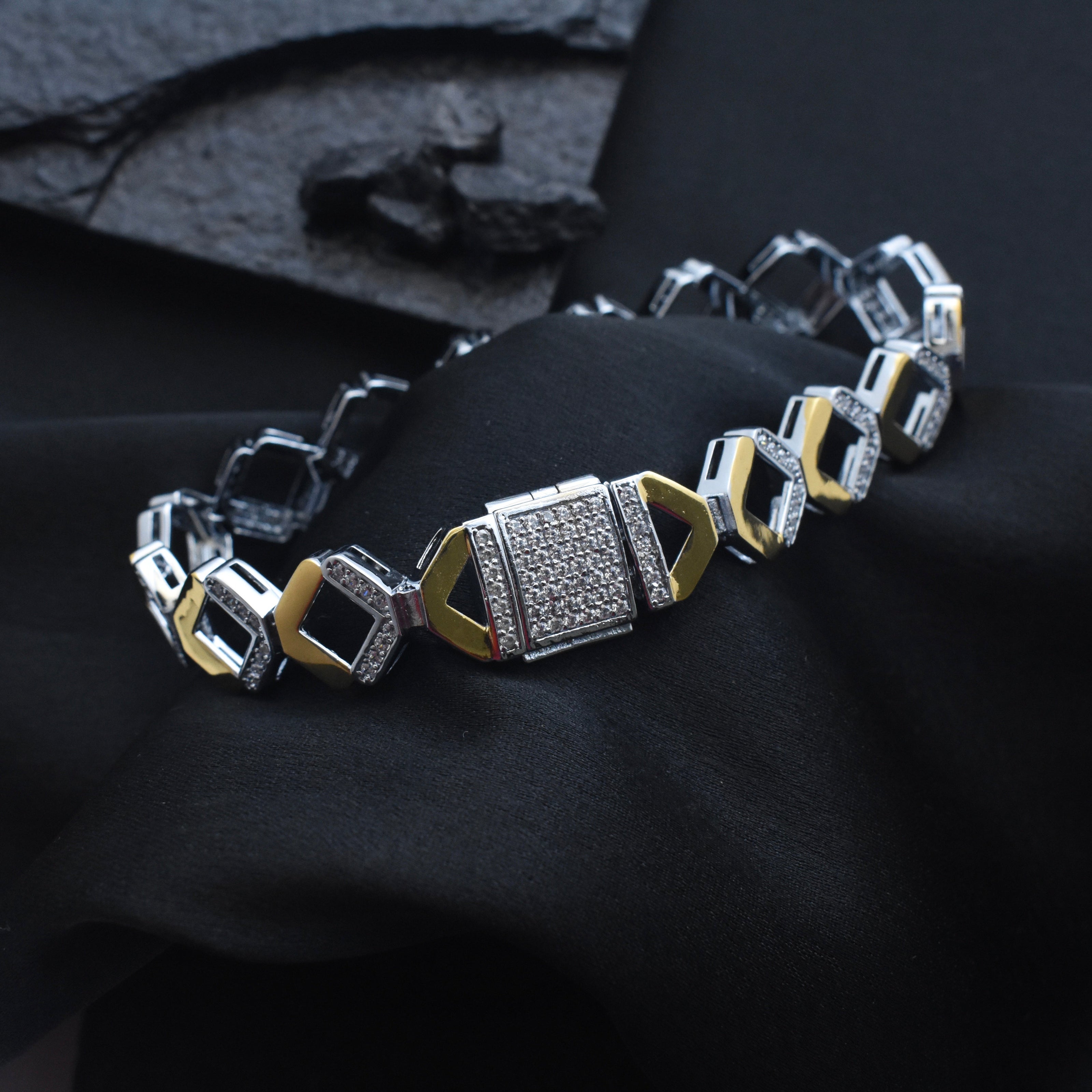 Diamond Loop Silver Bracelet