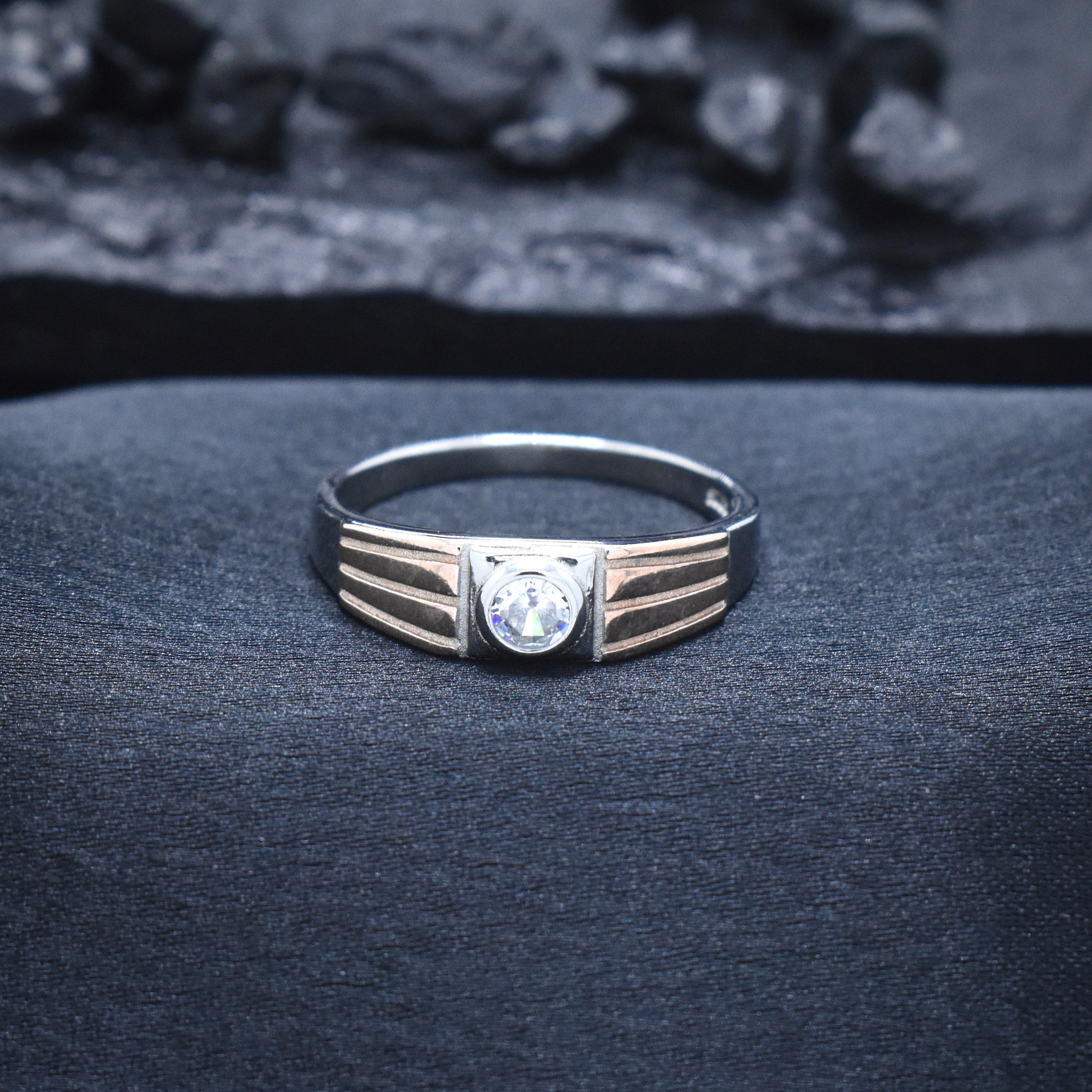 Elegant Two-Tone Solitaire Silver Ring