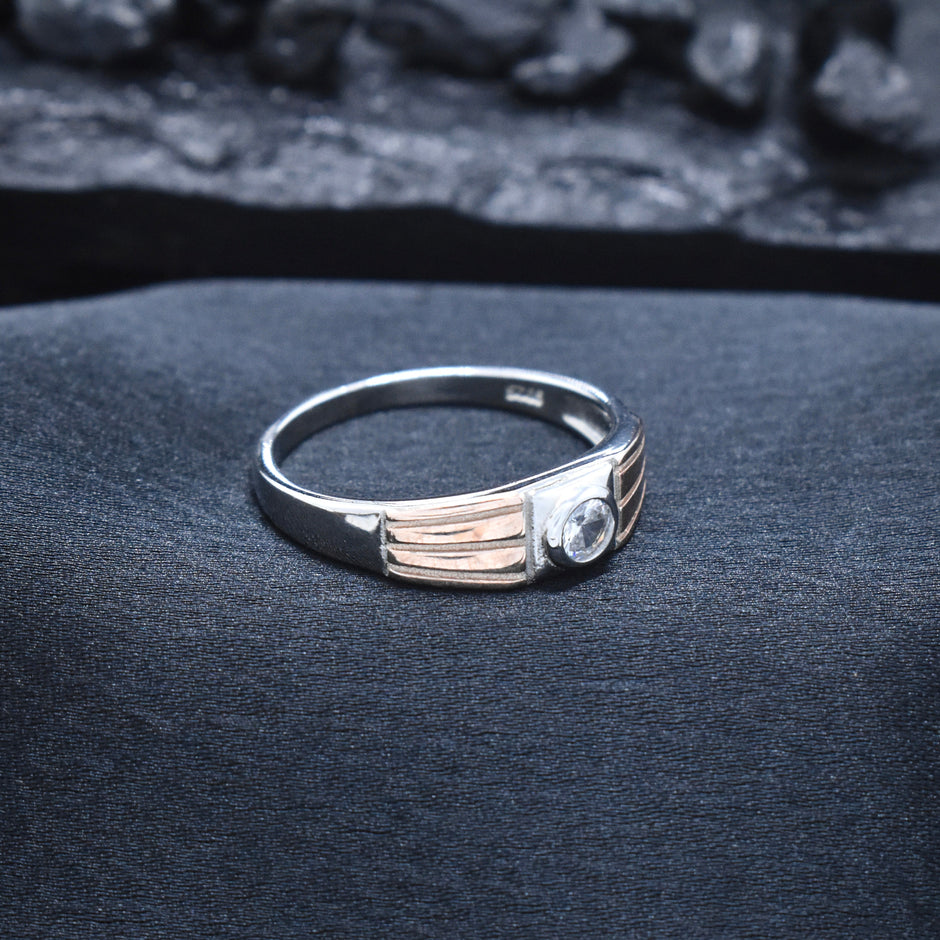Elegant Two-Tone Solitaire Silver Ring