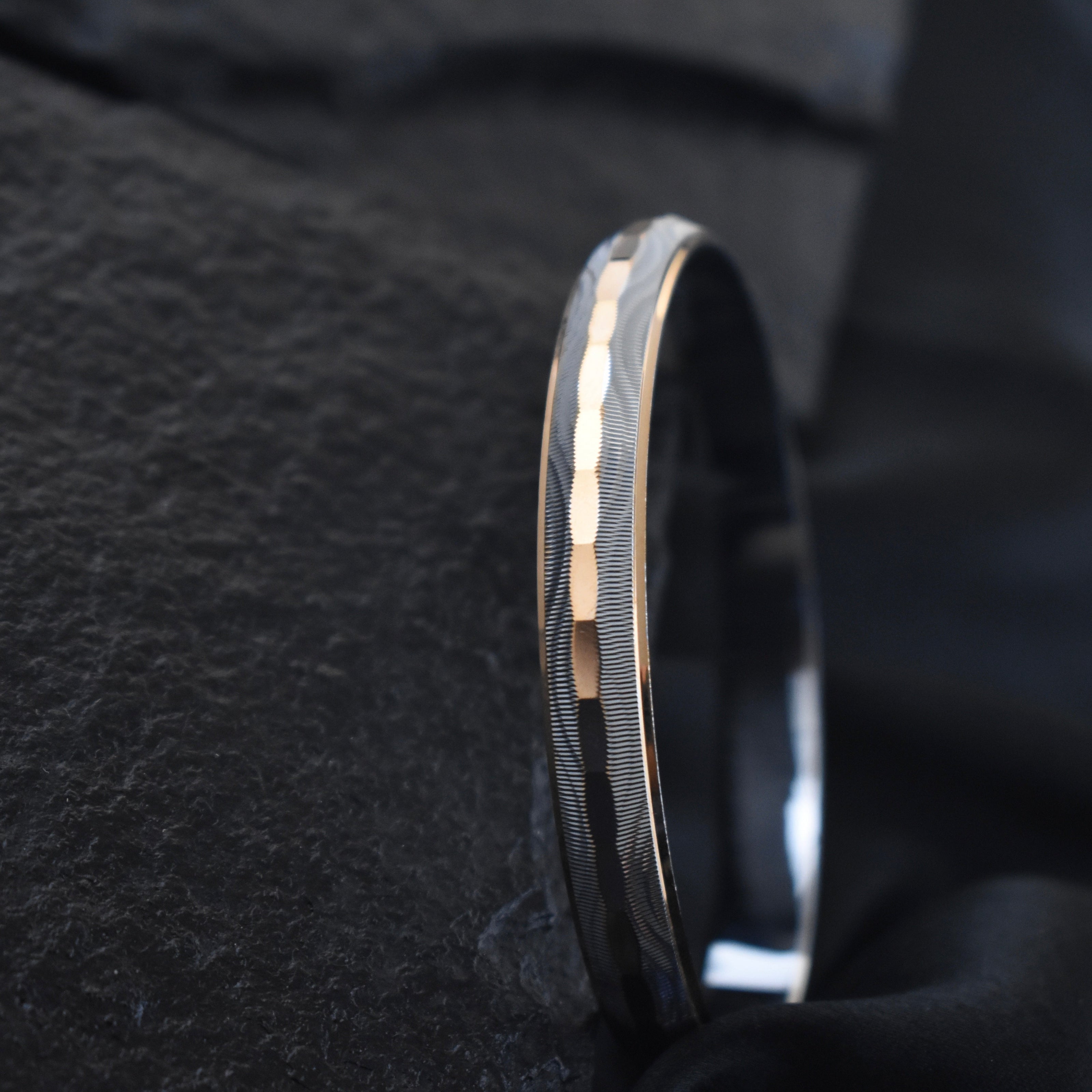 Grooved Classic Gents Silver Rhodium Kada