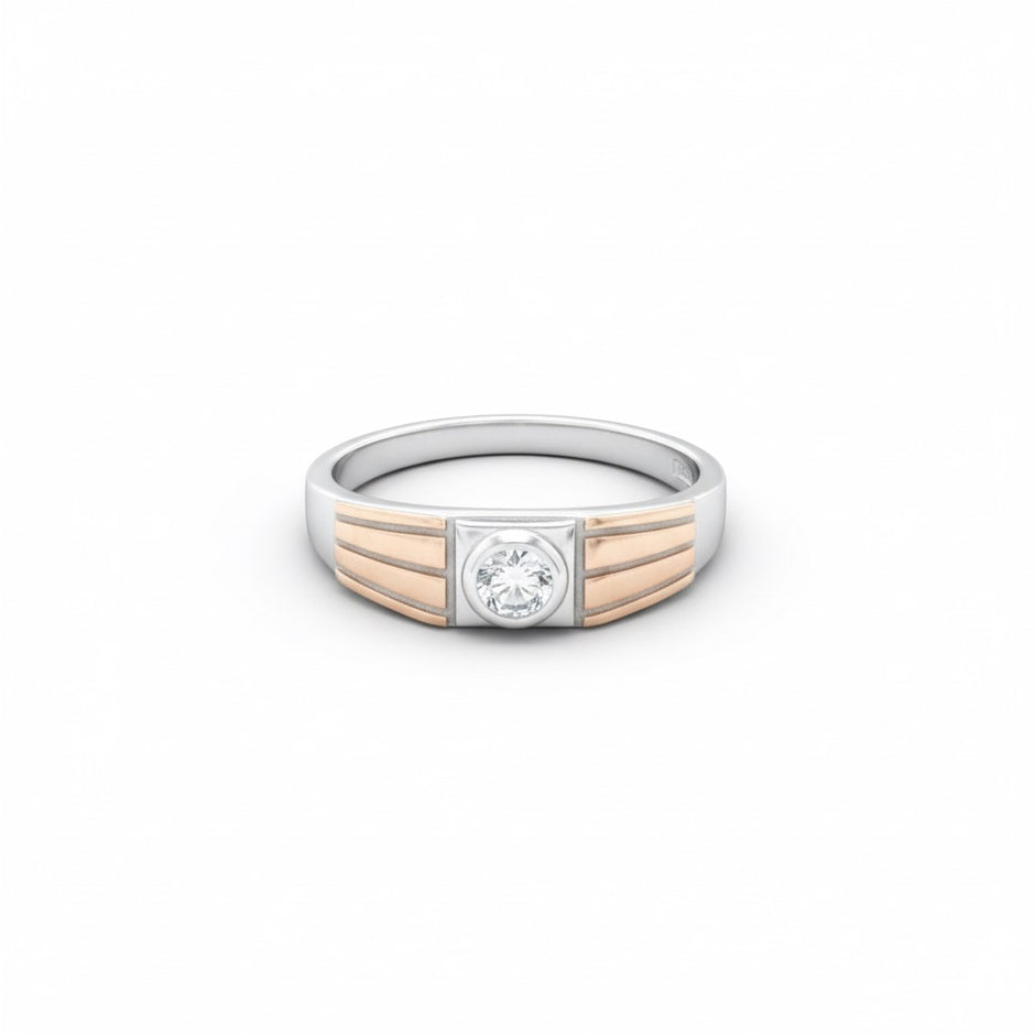 Dual-Tone Linear Solitaire Statement Ring
