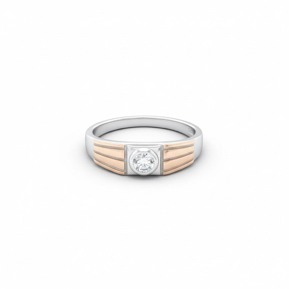 Elegant Two-Tone Solitaire Silver Ring
