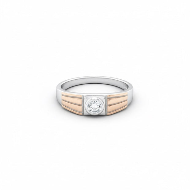 Elegant Two-Tone Solitaire Silver Ring