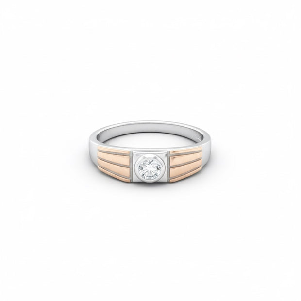 Dual-Tone Linear Solitaire Statement Ring