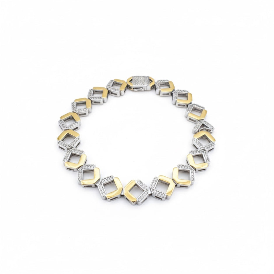 Dual Tone Diamond Frame Bracelet