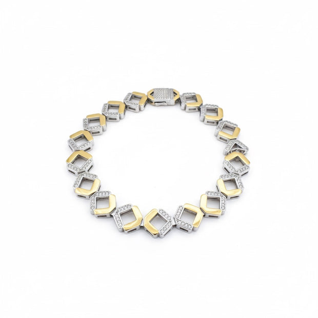 Dual Tone Diamond Frame Bracelet